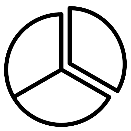 Ícono de gráfico circular que representa productividad en operaciones logísticas