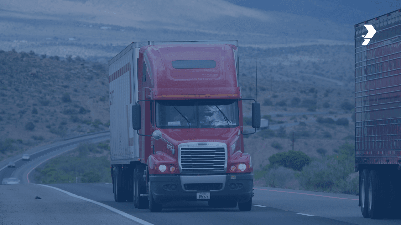 Freight truck on highway for ground transport